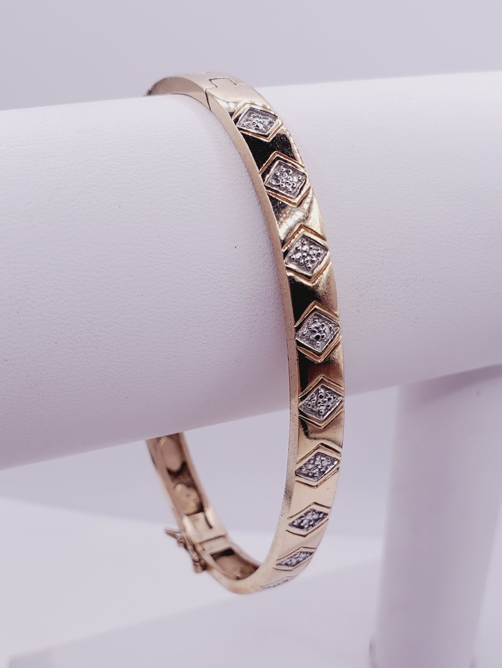 Diamond Yellow Gold - 925 Sterling Silver Bangle Bracelet